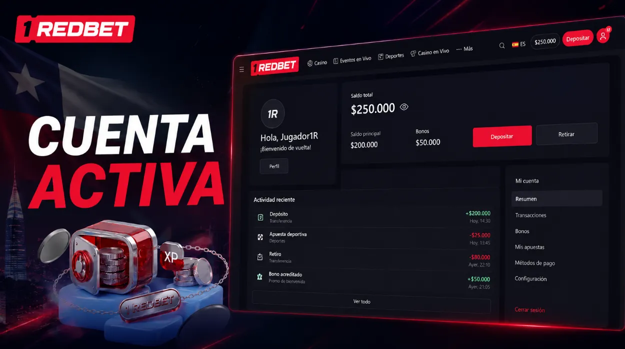 Cuenta de 1RedBet Chile después del registro